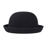 HDBHSBE Kids Bowler Hat Trendy Formal Round Top Hat with Rolled Brim Easy Matching Unisex Felt Black Fedora for Daily Wear, Banquet, PhotosKids Bowler