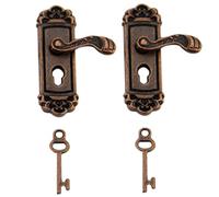 HDBHSBE Miniature Door Handle with Mini Key 2 Sets 1:12 Dollhouse Door Knocker Metal Miniature Knobs for Dollhouse Accessories Mini Furniture Accessories Bronze Furniture Set
