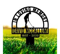HDBMHDBM Custom Golfer Swinging Club Memorial Metal Sign,Personalized Memorial Stake,Metal Garden Stake,Geometric Metal Stake,Outdoor Sign,Sympathy Gift,Garden Yard Lawn Cemetery Decor