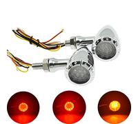 HDBUBALUS Motorcycle 10mm Black LED Brake Blinker Light Turn Signal Indicator Fit for Harley Cruiser Chopper Chrome