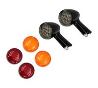 HDBUBALUS Motorcycle Turn Signals Bullet Rear Blinker Indicator Light With Amber Red Gray Lens Cover For Harley XL883 XL1200 Sportster 1992-2021 (Color: Black)