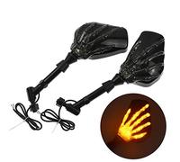 HDBUBALUS Rearview Mirrors Integrated LED Skeleton Claw Turn Signal Light Fit for Motorcycle with 8mm 10mm Thread Bolts