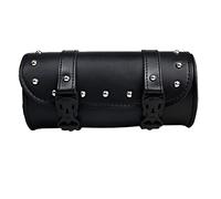 HDBUBALUS Universal Motorcycle Handlebar Tool Front Fit fork Roll Storage Sissy Bar Barrel Bag PU Leather Black