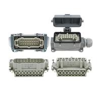 HDC-HE-016 Rectangular Heavy Duty Connector 16 Pins Industrial Aviation Waterproof Plug Socket with Protective Cover 500V 16A(16 Core Side Line)