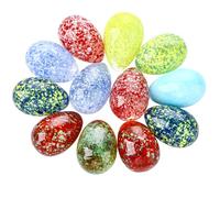 HDCRYSTALGIFTS 12PCS Assorted Blown Glass Easter Eggs Figurines Speckled Eggs Decorative for DIY Easter Wreath Centerpiece Party Favor Gift Spring Home Wedding Table Decor