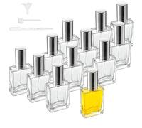 HDCRYSTALGIFTS 12pcs Refillable Glass Atomizer Spray Bottles with Funnels Pipettes Dispenser for Perfume,Fragrance,Lotion,Essential Oil,15ml Cosmetic Container for Travel