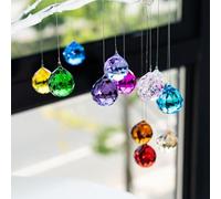 HDCRYSTALGIFTS 15pcs Crystal Ball Prism Sun Catchers For Window 30mm Handmade Feng Shui Faceted Crystals Suncatchers Indoor Outdoor Garden Decor Rainbow Maker Hanging (Multi-Color)