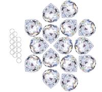 HDCRYSTALGIFTS 15PCS Crystal Suncatcher Clear Rainbow Maker Crystal Prism Sun Catcher for Windows Hanging Crystals Glass Ball Hanging Ornaments Wind Chime Indoor Outdoor Home Garden Deco
