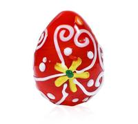 HDCRYSTALGIFTS 1PC Red Crystal Easter Egg Decoration,Colorful Glass Flowers Easter Eggs Easter Egg Decorations for Indoor Outdoor Table Party School Home Office Egg Hunt Gift Kids Baby Women Men