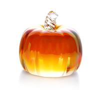 HDCRYSTALGIFTS 2.8inch Brown Striped Crystal Pumpkin Figurine Collectible Glass Pumpkins DecorTable Accent for Fall Harvest Decorating