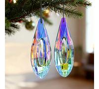 HDCRYSTALGIFTS 2 x 120mm Crystal Prisms Window Hanging Sun Catchers AB Crystals Suncatchers for Indoor Window Rainbow Maker Crystal Rod Prisms for Balcony Kitchen