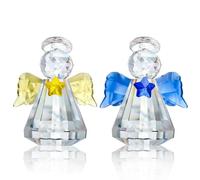 HDCRYSTALGIFTS 2PCS Crystal Guardian Angel Figurines Collectible Glass Art Christmas Angel Statues Gifts for Women Home Table Decoration Ornaments, 2.5inch