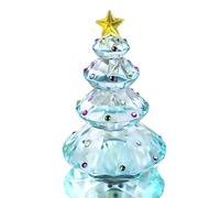 HDCRYSTALGIFTS 3.5inch Crystal Christmas Tree Figurine Glass Paperweight Table Ornament Collection Christmas Holiday Creative Gift (Blue)