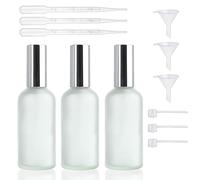 HDCRYSTALGIFTS 3 Pack 100ml/3.4oz Perfume Bottles Empty Glass Refillable Atomizer Cosmetic Fine Mist Atomizer Bottle Empty Portable Clear Glass Essential Oil Container for Travel(Cylinder)