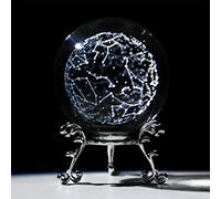 HDCRYSTALGIFTS 3D Laser Engraved Constellation Crystal Ball Paperweight 60mm/2.3inch Glass Decorative Ball Sphere for Home Table Decor