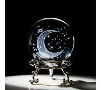 HDCRYSTALGIFTS 3D Laser Engraved Starry Sky Crystal Ball Decorative Figurine 60mm Glass Full Sphere Paperweight with Stand Home Art Decor Gift