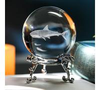 HDCRYSTALGIFTS 3D Shark Crystal Ball 60mm Glass Sea Animal Figurines Decorative Ball Ornaments Shark Gifts for Friends Women Shark Lovers