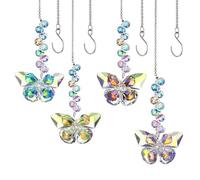 HDCRYSTALGIFTS 4pcs Crystal Butterfly Suncatchers for Window Hanging Ornaments, Rainbow Maker Sun Catchers Indoor Outdoor Patio Garden Decor Gifts