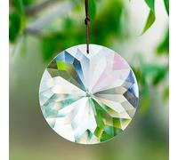HDCRYSTALGIFTS 85mm Round Bauhinia Crystal Sun Catcher,Hanging Faceted Crystals Large Window Prisms Suncatcher Ornament Rainbow Maker Chandelier Crystal Pendant
