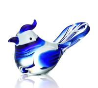 HDCRYSTALGIFTS Blown Glass Bird Figurines Collectibles Blue Jay Statue Ornament Decor Crystal Animal Paperweight Gift