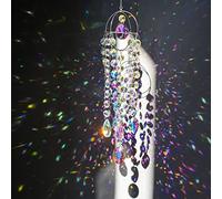 HDCRYSTALGIFTS Crystal Prisms Sun Catcher Rainbow Maker Hanging Suncatchers for Window, Crystal Chandelier Wind Chimes for Garden,Home Decorations