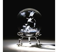 HDCRYSTALGIFTS Engraved Crystal Ball with Stand 60mm 3D Laser Etched Crystal Sea Life Decor Glass Sphere Paperweight(Clear)