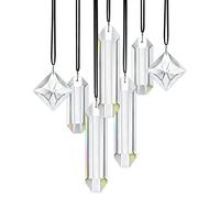 HDCRYSTALGIFTS Modern Grief Gift,Set 7 Clear Crystal Prisms Suncatchers Hanging Ornament,Rainbow Maker Sun Catchers for Windows, Balcony, Kitchen, Garden Decoration