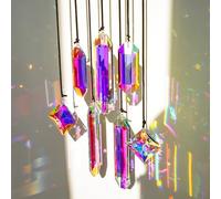 HDCRYSTALGIFTS Set 7 Crystal Sun Catcher Prisms, AB Colored Suncatcher Crystals Indoor Window Hanging Valentine's Day Gift Ornaments Rainbow Maker Prisms for Home Garden Decor