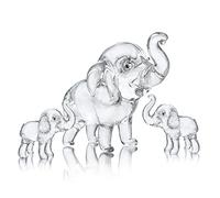 HDCRYSTALGIFTS Set of 3,Mother and Two Babies Elephant Collectible Figurines Lucky Crystal Paperweight Ornament Home Decor Table Centerpiece Housewarming Congratulatory Gift