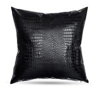 HDDahua Black Crocodile Skin Thick Soft Faux Leather Pillow Cover, 18x18 Inches Crocodile Throw Pillow Case Farmhouse Decor Minimalist Accent Decorative Sofa Cushion Thick & Soft Covers