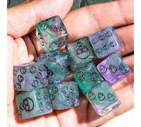 HDdais 10pc 16MM Game Dice Set, Standard 6 Sided Dice Set with Portable Leather Pouch, Skull Pattern, for D&D RPG Tabletop Game or Teaching Math(Green)