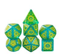 HDdais Cyan Nebula DND Dice Set 7PCS Resin Polyhedral Dice Set D&D for RPG