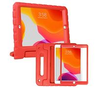 HDE Case for iPad 9th Generation 10.2 inch for Kids with Built-in Screen Protector Shockproof Cover with Handle Stand fits 2021 9th Gen, 2020 8th, 2019 7th Models Red