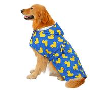 HDE Dog Bathrobe Super Absorbent Drying Towel with Hood for Large Dogs, Blue Rubber Ducks, Large