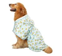 HDE Dog Bathrobe Super Absorbent Quick Drying Towel with Hood for All Dog Breeds Sizes S-XXL - Rubber Duck Puddles - XXL