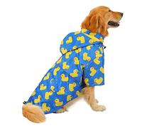 HDE Dog Raincoat Poncho Double Layer Zip Rain Jacket with Removable Hood, Leash Hole for Small to 3XL Dogs and Puppies Ducks Blue - XL