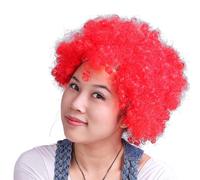 HDE Neon Color Afro Curly Clown Halloween Costume Party Wig Fake Goofy Unisex Hair (Red)