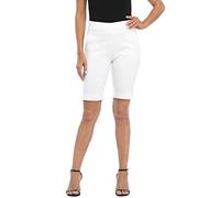 HDE Pull On Bermuda Shorts for Women Mid Rise 10" Inseam Shorts with Pockets, White, S