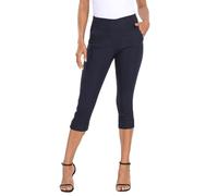 HDE Pull On Capri Pants for Women 19" Inseam Cropped Dress Pants with Pockets, Navy Blue, M
