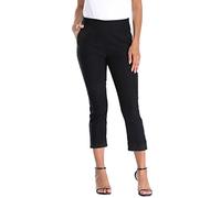 HDE Pull On Capri Pants for Women with Pockets Elastic Waist Cropped Pants, Black, Large