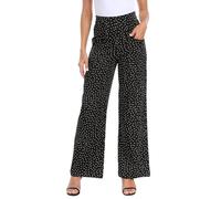 HDE Super High Waisted Wide Leg Pants Tailored Office Work Trousers with Pockets, Black Polka Dot, M