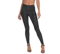 HDE Trendy Design Workout Leggings - Fun Fashion Graphic Printed Cute Patterns, Black Leopard, XL