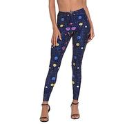 HDE Trendy Design Workout Leggings - Fun Fashion Graphic Printed Cute Patterns, Solar System, XXL