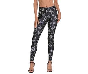 HDE Trendy Design Workout Leggings - Fun Fashion Graphic Printed Cute Patterns, Witch Spells, Large