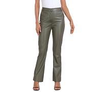 HDE Women's Faux Leather Pants High Waisted Straight Leg Trousers with Pockets, Olive Green, Large
