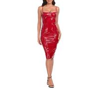 HDE Women's Latex Midi Bodycon Dress Vinyl Faux Leather Sexy Balconette Dresses