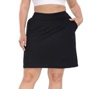 HDE Womens Plus Size Athletic Skort Golf Tennis Skirt with Bike Shorts & Pockets, Black, 24 Plus