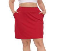 HDE Womens Plus Size Athletic Skort Golf Tennis Skirt with Bike Shorts & Pockets, Red, 22 Plus