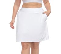 HDE Womens Plus Size Athletic Skort Golf Tennis Skirt with Bike Shorts & Pockets, White, 26 Plus