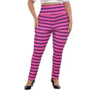 HDE Womens Plus Size Graphic Legging High Waist Stretch Halloween Costume Tights, Cheshire Stripes, 2x